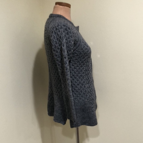Pili Carrera Cardigan Sweater Size 12 Gray Fisherman’s Cable Knit Wool Alpaca - Picture 4 of 9